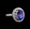 3.50 ctw Tanzanite and Diamond Ring - 14KT White Gold