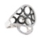 1.17 ctw Black and White Diamond Ring - 18KT White Gold