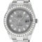 Rolex Mens SS 41MM Meteorite Baguette Diamond Datejust 2 Oyster Band Wristwatch