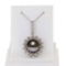 12.5mm Tahitian Pearl and 0.73 ctw Diamond 18K White Gold Pendant/Necklace