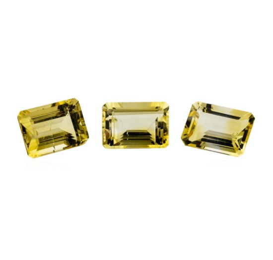 21.17 ctw.Natural Emerald Cut Citrine Quartz Parcel of Three