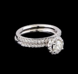 1.15 ctw Diamond Wedding Ring Set - 14KT White Gold