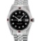Rolex Mens Stainless Steel Black Diamond & Ruby Datejust Wristwatch
