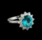 2.78 ctw Apatite and Diamond Ring - 14KT White Gold