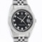 Rolex Mens Stainless Steel Black String Diamond 36MM Datejust Wristwatch With Ro