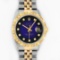 Rolex Mens 2 Tone 14K Blue Vignette String Pyramid Diamond Datejust Wristwatch