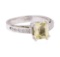 2.38 ctw Yellow Sapphire and Diamond Ring - 18KT Yellow Gold and Platinum