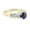 1.53 ctw Oval Brilliant Blue Sapphire And Diamond Ring - 18KT Yellow And White G