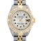 Rolex Ladies 2 Tone 14K MOP Sapphire & Pyramid Diamond Datejust Wriswatch