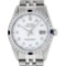 Rolex Mens Stainless Steel White Diamond & Sapphire 36MM Datejust Wristwatch
