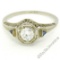 Antique Art Deco 18kt White Gold 0.46 ctw European Diamond Solitaire Filigree En