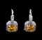 1.50 ctw Yellowish Orange Sapphire and Diamond Earrings - 14KT White Gold
