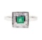0.41 ctw Emerald and Diamond Ring - 18KT White Gold