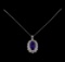 20.96 ctw Tanzanite and Diamond Pendant With Chain - 14KT White Gold
