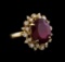 10.98 ctw Ruby and Diamond Ring - 14KT Yellow Gold