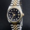 Rolex Mens 2 Tone 14K Black Diamond 36MM Datejust Wristwatch