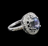 14KT White Gold 2.56 ctw Tanzanite and Diamond Ring