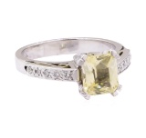 2.38 ctw Yellow Sapphire and Diamond Ring - 18KT Yellow Gold and Platinum