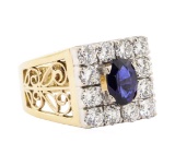 2.84 ctw Blue Sapphire And Diamond Ring - 18KT White And Yellow Gold