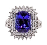 5.59 ctw Tanzanite and Diamond Ring - Platinum