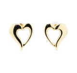 Puffed Heart Earrings - 14KT Yellow Gold