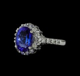 3.01 ctw Tanzanite and Diamond Ring - 14KT White Gold