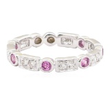 0.55 ctw Pink Sapphire and Diamond Ring - 14KT White Gold
