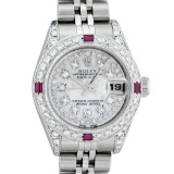 Rolex Ladies Stainless Steel Quickset MOP Diamond Lugs Datejust Wristwatch
