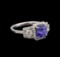 18KT White Gold 1.41 ctw Tanzanite and Diamond Ring