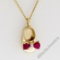 14kt Yellow Gold 0.33 ctw Ruby and Diamond Bow Baby Girl Shoe Pendant Necklace