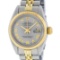 Rolex Ladies 2 Tone Yellow Gold Yellow Gold Slate Grey Roman Datejust Wristwatch