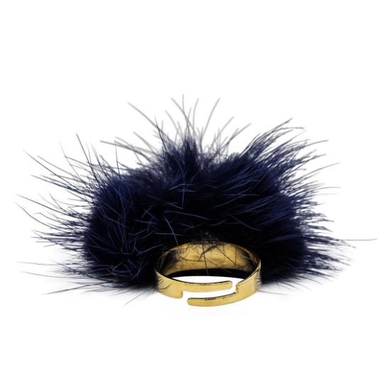 Mink Fur Adjustable Ring - Gold Plated