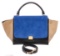 Celine Blue Beige Black Suede Leather Trapeze Two-Way Bag