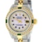 Rolex Ladies 2 Tone Yellow Gold MOP Sapphire & Diamond Datejust Wristwatch