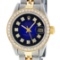 Rolex Ladies 2 Tone Yellow Gold Blue Vignette VS Diamond Datejust Wristwatch