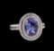 1.48 ctw Tanzanite and Diamond Ring - 14KT White Gold