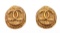 Chanel Vintage Gold CC Logo Oval Disc Medallion Clip On Earrings