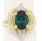 14k Yellow Gold 2.41 ctw Green Blue Oval UNIQUE Tourmaline & Diamond Dinner Ring