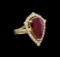 GIA C 5.98 ctw Ruby and Diamond Ring - 14KT Yellow Gold