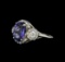 3.77 ctw Tanzanite and Diamond Ring - 14KT White Gold