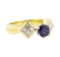 1.32 ctw Blue Sapphire And Diamond Ring - 18KT Yellow Gold