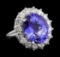 GIA Cert 12.99 ctw Tanzanite and Diamond Ring - 14KT White Gold