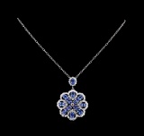 17.65 ctw Tanzanite and Diamond Pendant With Chain - 14KT White Gold