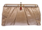 Judith Leiber Beige Snakeskin Clutch