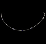 1.88 ctw Blue Sapphire and Diamond Necklace - 18KT White Gold