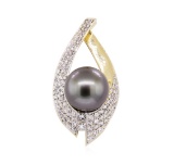 2.35 ctw Tahitian Pearl and Diamond Pendant - 14KT Yellow Gold