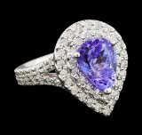 2.70 ctw Tanzanite and Diamond Ring - 14KT White Gold