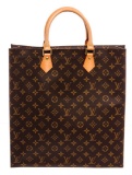 Louis Vuitton Monogram Canvas Leather Sac Plat Tote Bag