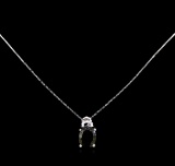 6.58 ctw Tourmaline and Diamond Pendant with Chain - 14KT White Gold