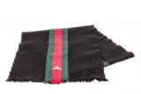 Gucci Black Web Wool Cashmere Bee Scarf